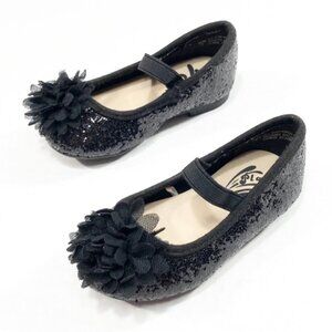 Black‎ sequin little girl slip on dress shoes